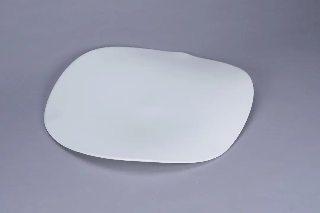 RAK Porcelain BCFSASP30 - 12" Wave Bone China Plate, White, 12" Diameter, Asymmetric - 6/Case