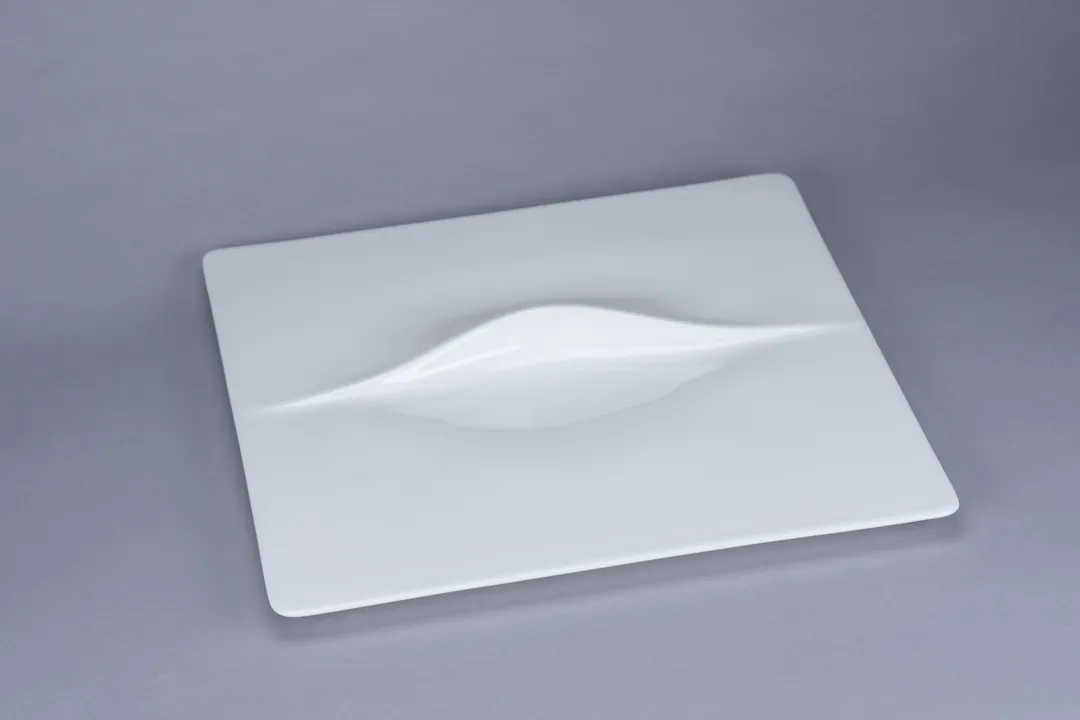 RAK Porcelain BCFSSQPT2Z30 Square Bone China Platter, 11" x 11", White, Wide Rim, Two‑Zone - 6/Case