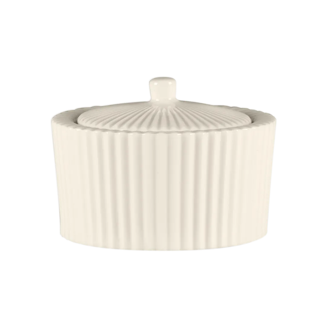 RAK Porcelain BCSPSU22 Spectra Sugar Bowl with Lid, 9.5 oz Round Bone China, White Finish - 6/Case