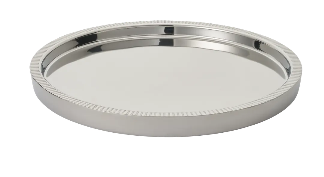 RAK Porcelain BT2828 - Round Silver Bar Tray, Longitude Design, Premium Porcelain, 12/Case