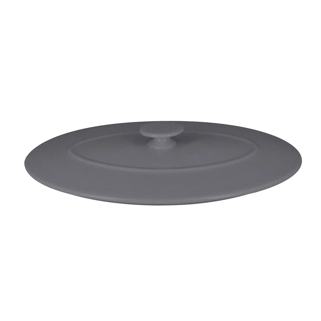 RAK Porcelain CFOD37GYLD - Oval Porcelain Lid, Stone Gray, Oven‑Microwave‑Dishwasher Safe, 3/Case