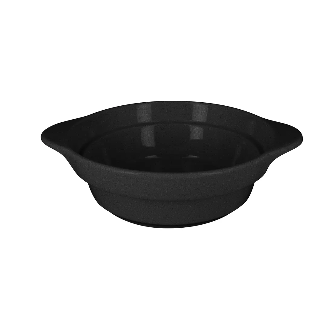 RAK Porcelain CFRD16BKBD Cocotte Dish, 6" Dia, 15.4 oz, Black Porcelain, Handles, Oven Safe - 4/Case