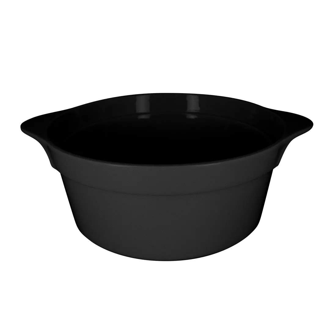 RAK Porcelain CFRD28BKBD Cocotte Dish, 11" Dia, 96-159 oz 3-4 Qt Volcano Black Porcelain - 1/Case