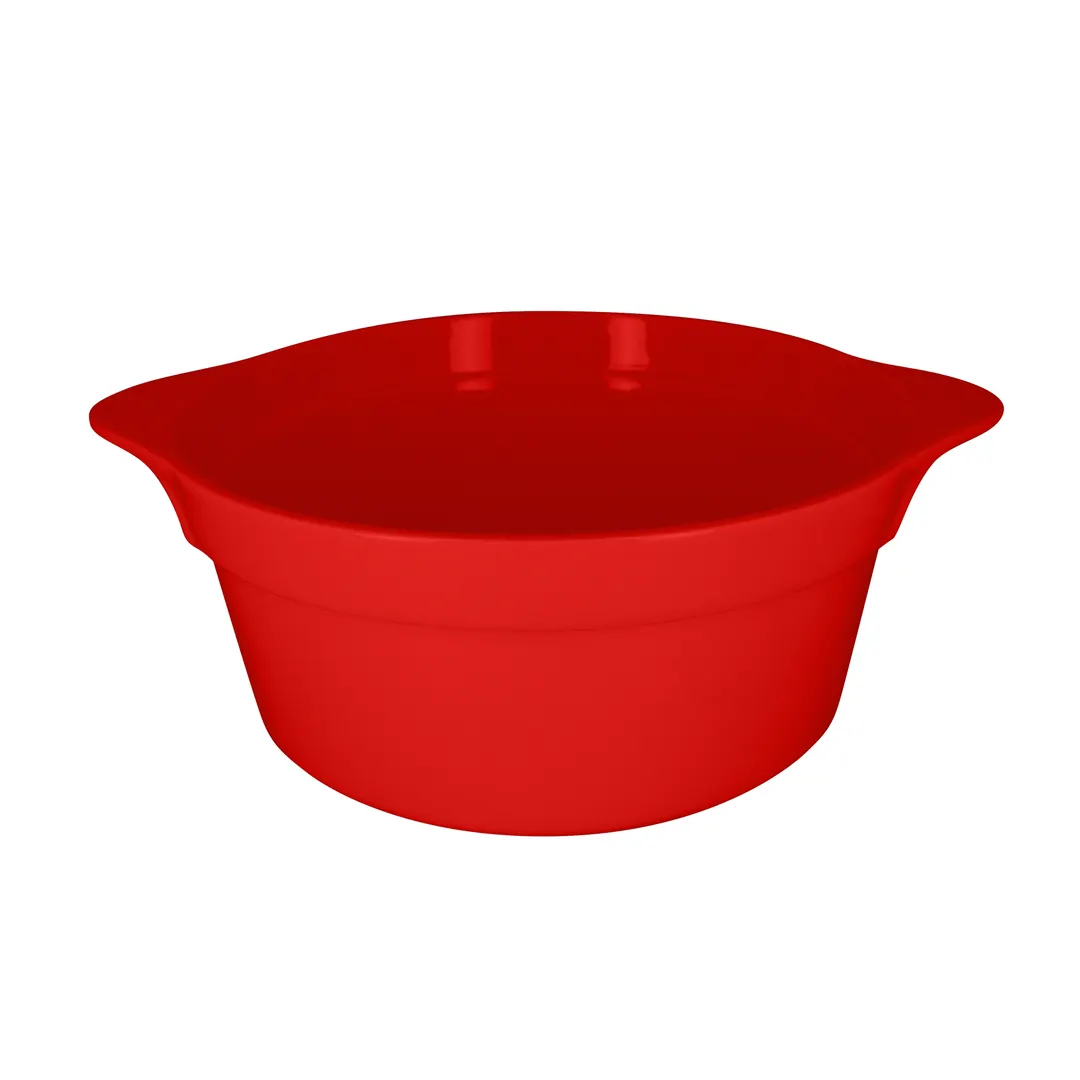 RAK Porcelain CFRD28BRBD Cocotte Dish, 11" Ember Red Bowl, 155.5 oz Eared Handles - 1/Case