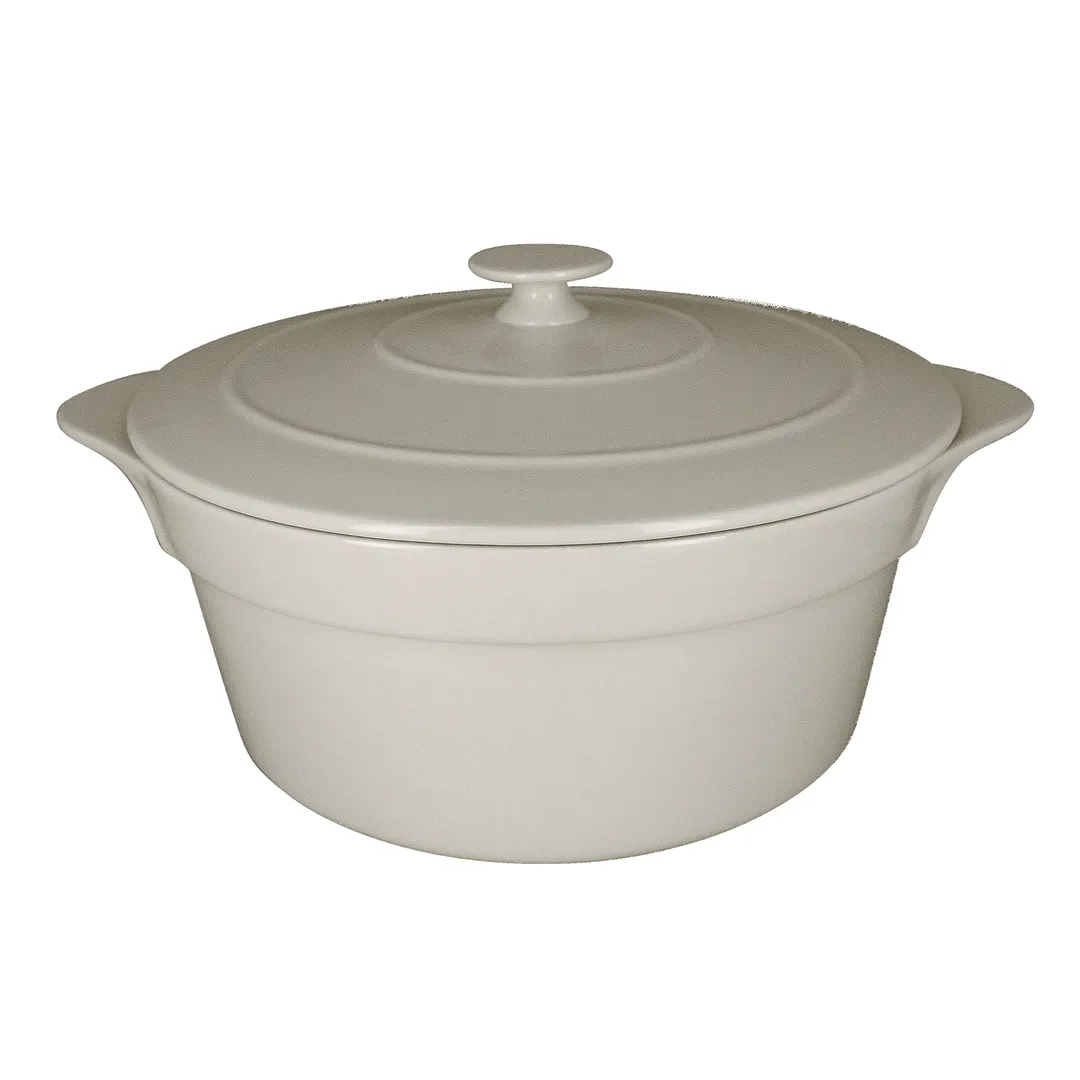 RAK Porcelain CFRD28WH - 11" White Cocotte Dish with Lid, Handles, 96-159 oz (3-4 Qt) - 1/Case
