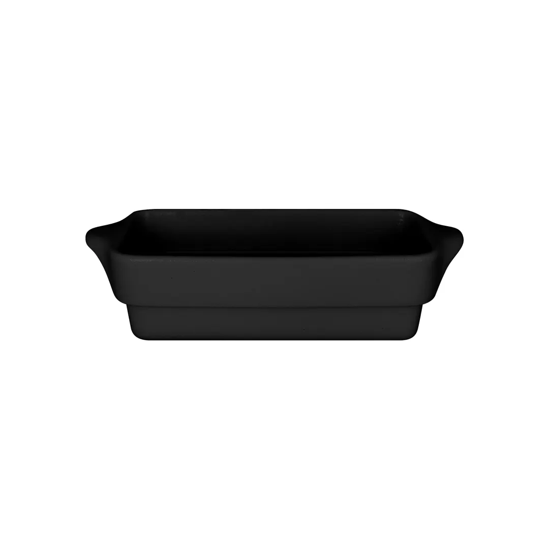 RAK Porcelain CFRT20BKBD - 7.875" x 4" Volcano Black Porcelain Dish, Oven/Microwave Safe - 3/Case