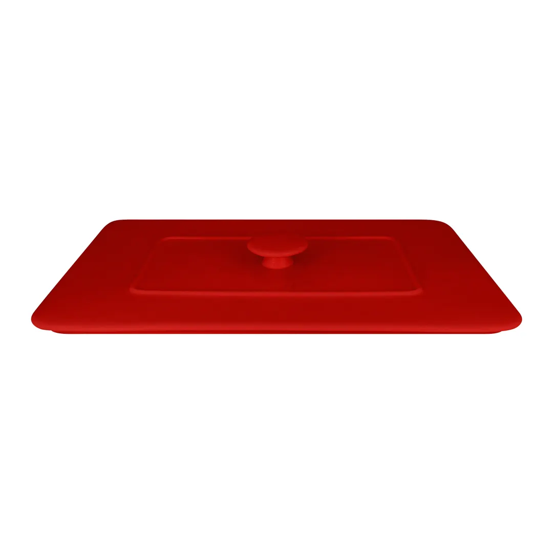 RAK Porcelain CFRT32BRLD Tureen Lid, Rectangular Ember Red Porcelain, Oven Microwave Safe - 3/Case