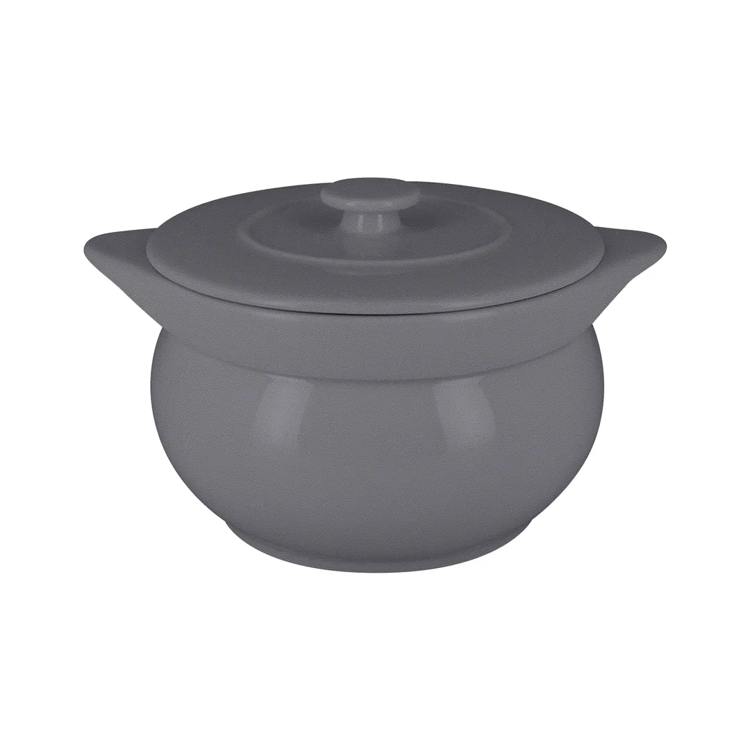 RAK Porcelain CFST15GY - 39oz (3.9qt) 6" Round Soup Tureen with Lid, Microwave/Dishwasher Safe - Case