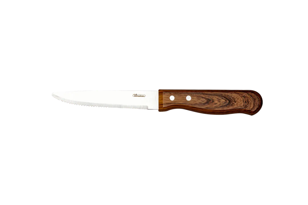 RAK Porcelain CHJSTKBRS - Steak Knife, 9.5" Blade, 18/10 Stainless Steel, Brown Satin Handle, 8-9"