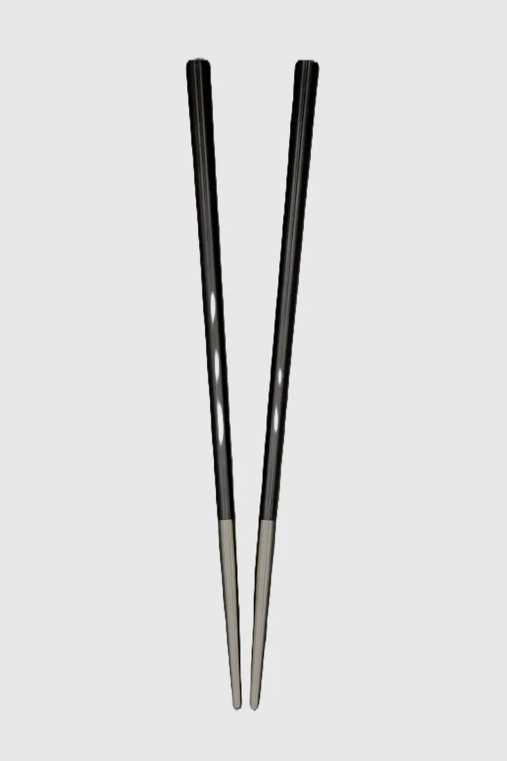 RAK Porcelain CHPSTK-01 Chopstick Set, 9.57" Length, Black Plastic, Silver Trim, 10/Case