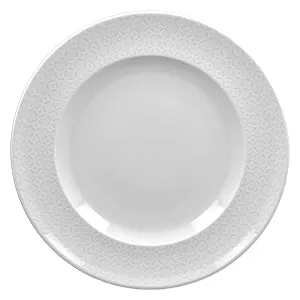 RAK Porcelain CLFP28D182 Lace Round Plate, 11" Diameter, Embossed Rim, Porcelain - 12/Case