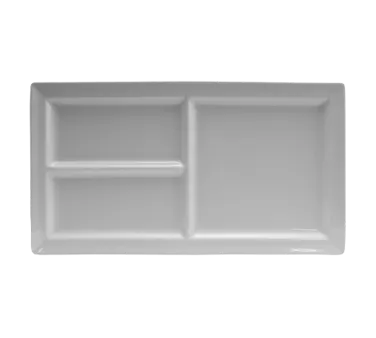 RAK Porcelain CLRP38IN3 Tray, 15" x 8-2/5" 3‑Compartment Porcelain Dishwasher & Microwave Safe-1/Case