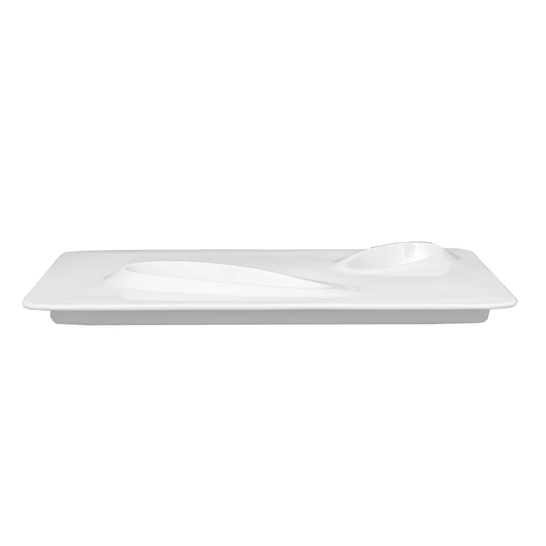 RAK Porcelain CRRP2IN2 Rectangular China Plate 12.6" x 9.45" Porcelain Ivoris 2‑Zone Design - 6/Case