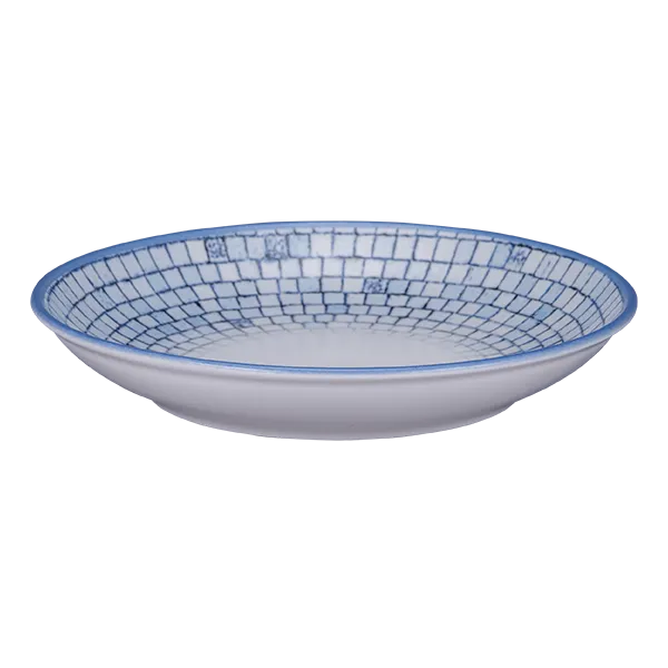 RAK Porcelain DGNNDC26IL Interlock Deep Coupe Plate, 10.25" Blue & White China, Round - 12/Case