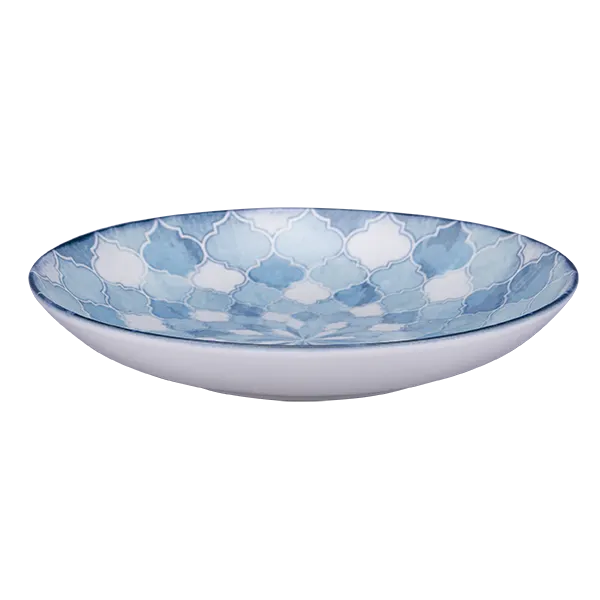 RAK Porcelain DGNNDP23ID Plate, 9.05" x 1.55" , 23.35 oz, Blue White Ceramic, Deep Rim - 12/Case