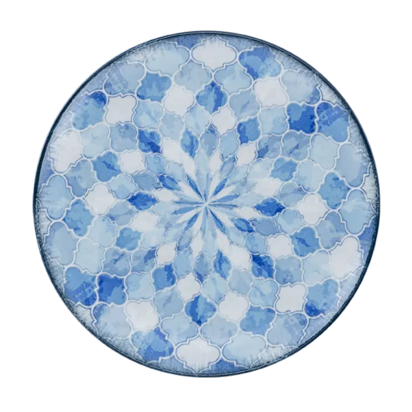 RAK Porcelain DGNNPR27ID - Island Rimless Plate, 10.66" Round, Blue & White DiGi Porcelain, 12/Case