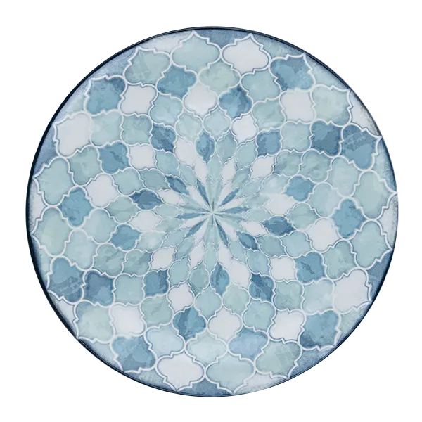 RAK Porcelain DGNNPR29ID Island Plate, 11.4" Diameter, Blue & White China, Round, Flat Edge - 12/Case