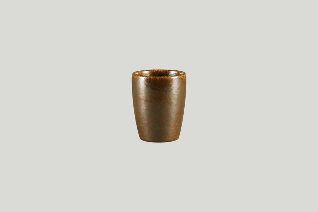 RAK Porcelain EACU20MRT - 6.75 oz 2.75" Dia x 3.45" H Handleless Coffee Cup, Rust Finish - 12/Case