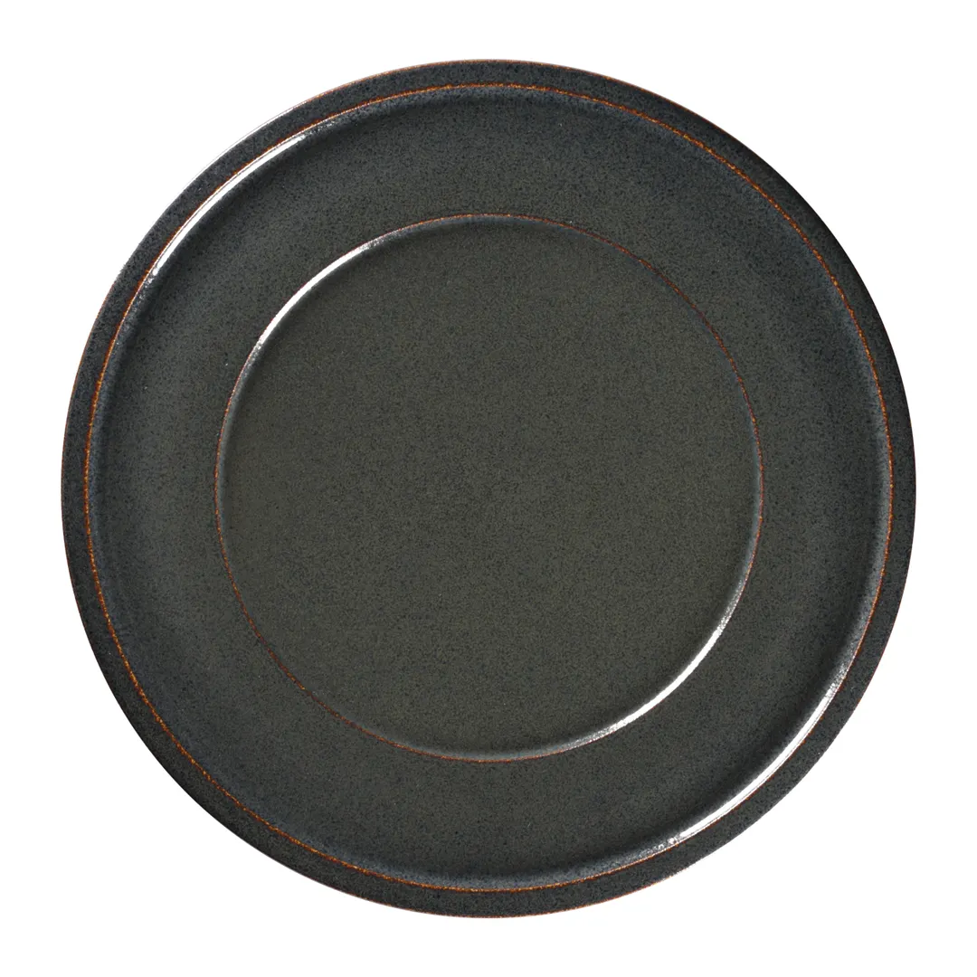 RAK Porcelain EAFP24CA - 9.5" Round Porcelain Plate, Flat Edge, Wide Rim, Microwave Safe - 12/Case