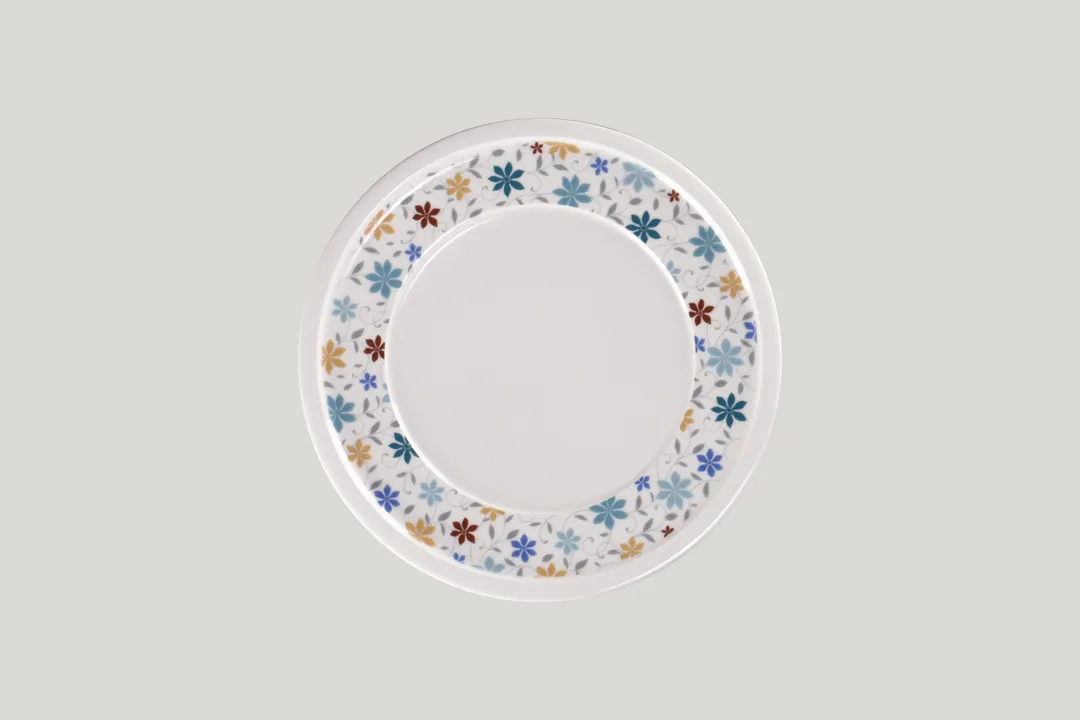 RAK Porcelain EAFP24D207 - 9.45" Round Flat Edge Porcelain Dinner Plate, Ivoris Summer Color, 12/Case