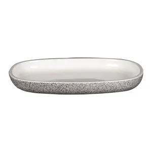 RAK Porcelain EAOP23DU Ease Oval Plate 8.875" L x 5.9" W Deep Rim Porcelain Dinnerware - 12/Case