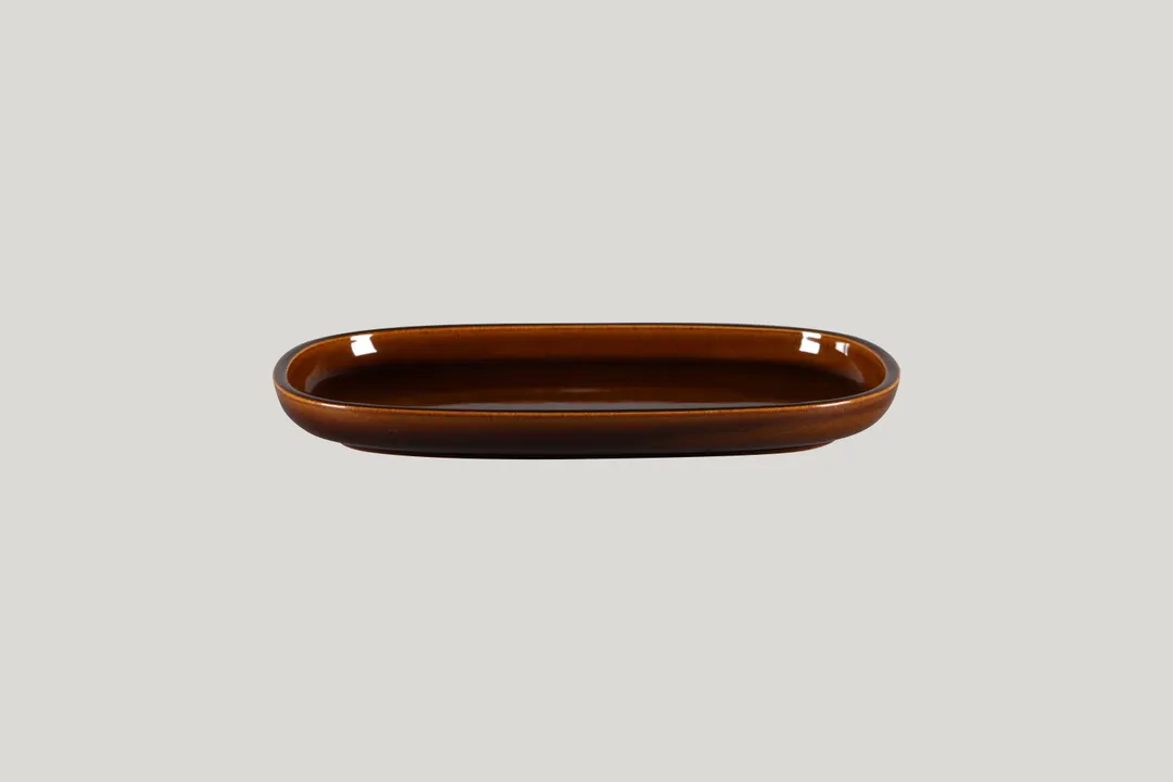 RAK Porcelain EAOP26HO Oval Ease Plate, 7.1" Honey Porcelain, Deep Rim, Oven/Microwave Safe - 6/Case