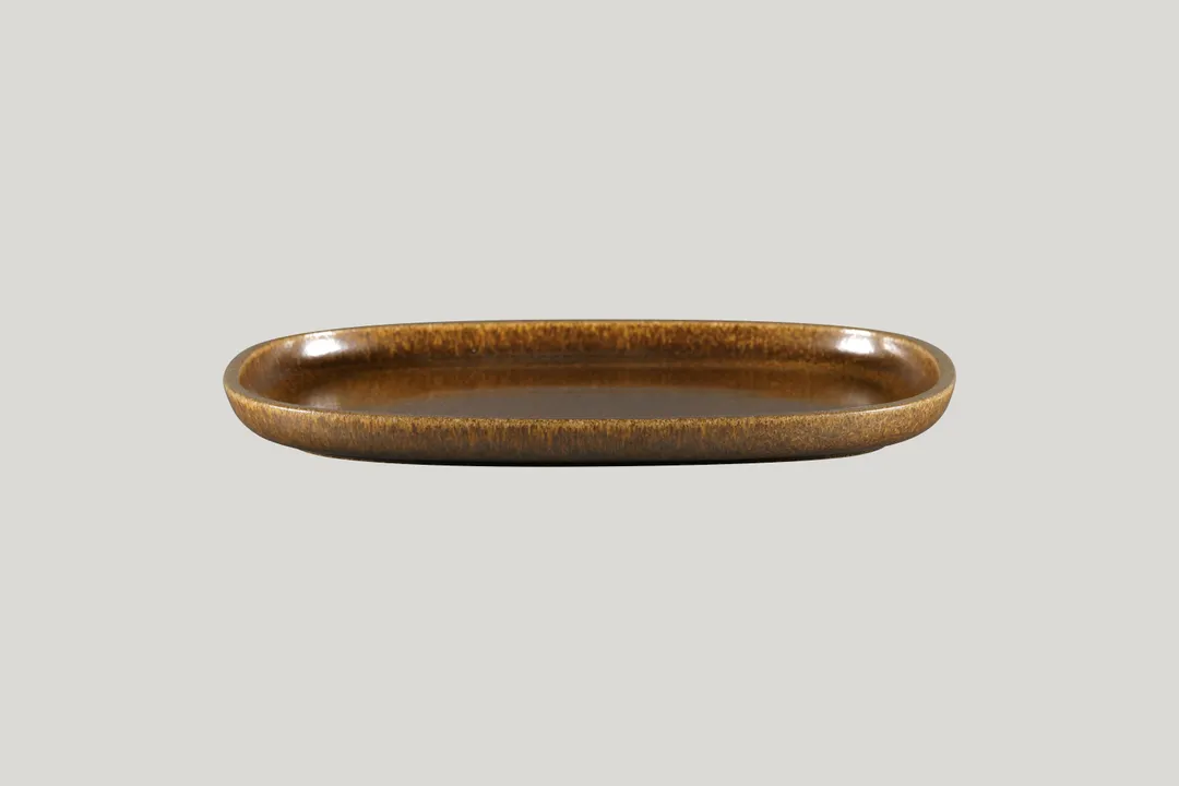 RAK Porcelain EAOP30RT - 7.85" Oval China Plate, Deep Rim, Porcelain, Rust, Dishwasher Safe - 6/Case