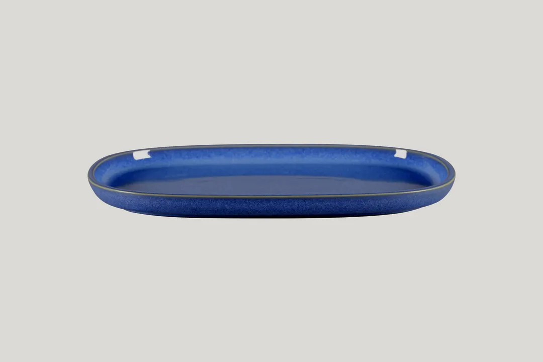 RAK Porcelain EAOP33CO - 13" Oval Cobalt Plate, Porcelain, Deep Rim, Multi‑Appliance Safe - 6/Case