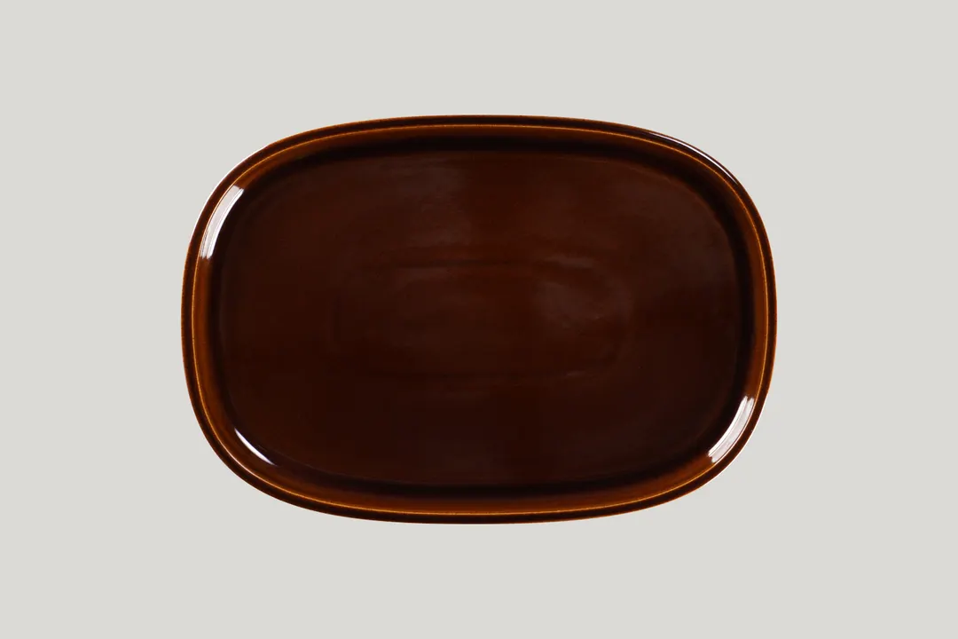 RAK Porcelain EAOP33HO Ease Oval Plate 13.05" Honey Porcelain Coupe Deep Rim Dishwasher Safe - 6/Case