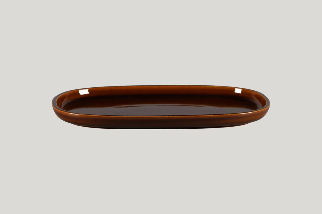 RAK Porcelain EAOP33HO Ease Oval Plate 13.05" Honey Porcelain Coupe Deep Rim Dishwasher Safe - 6/Case