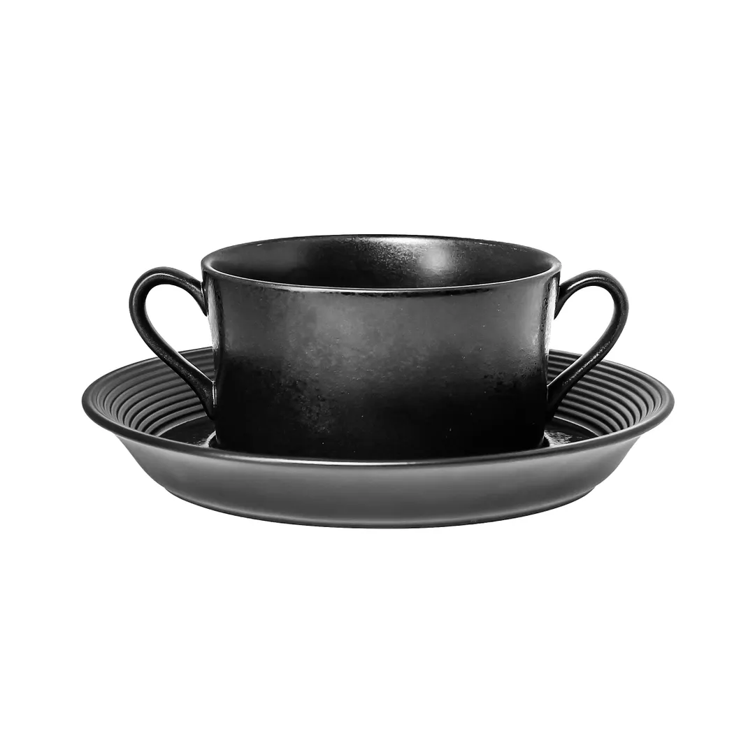 RAK Porcelain EDCS35 Soup Bowl, 11-7/8 oz Capacity, 4-3/8" Dia, Black Porcelain, Safe - 6/Case