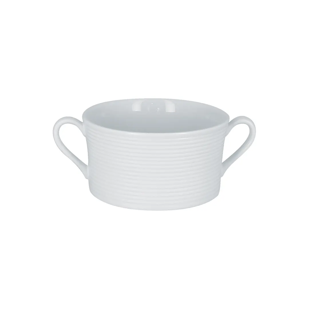RAK Porcelain EVCS35 Evolution Soup Bowl, 12 oz (4"3/8 Dia) Two Handles, Microwave Safe - 6/Case