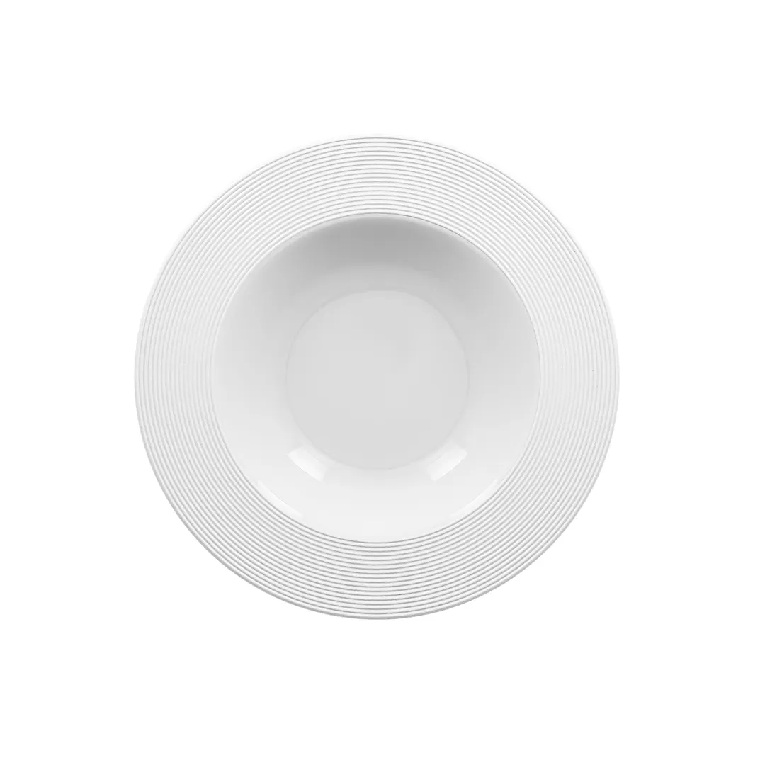 RAK Porcelain EVDP31 Evolution Plate, 28 oz (12¼") Round Deep Embossed White Porcelain Bowl - 6/Case