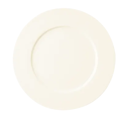 RAK Porcelain FDFP25 - 10" Round China Plate, White Porcelain, Wide Rim, Dishwasher Safe - 12/Case