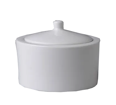 RAK Porcelain FDSU22 Fine Dine Sugar Bowl with Lid, 7.5 oz White Porcelain, Dishwasher Safe - 6/Case