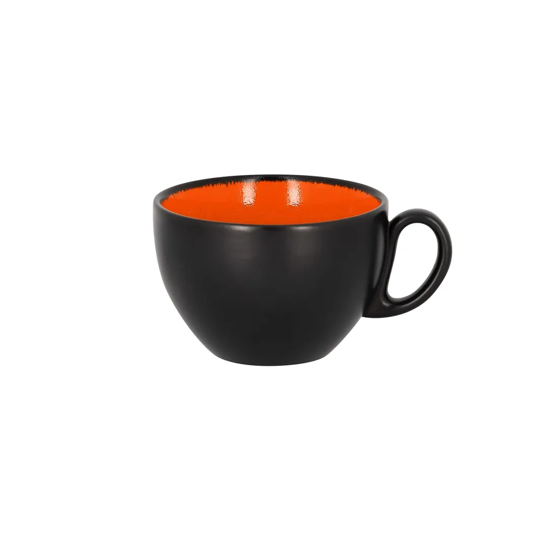 RAK Porcelain FR116C28OR Coffee Cup, 9.45 oz Orange Porcelain, Non‑Stackable, Oven Safe - 12/Case