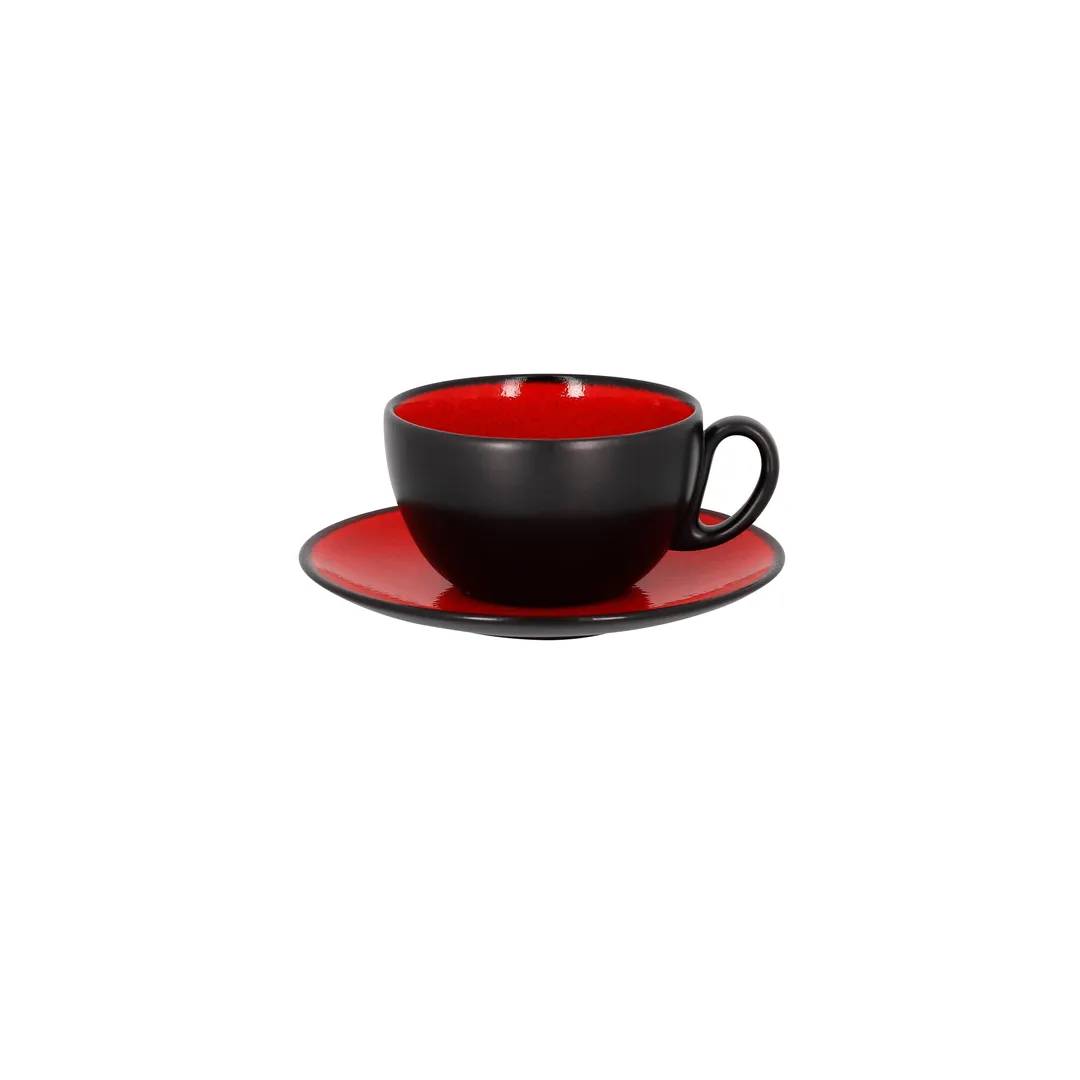 RAK Porcelain FR116C37RD Breakfast Cup 12.5 oz 4.35" Red Porcelain Non-Stack O/MW/DW Safe - 12/Case