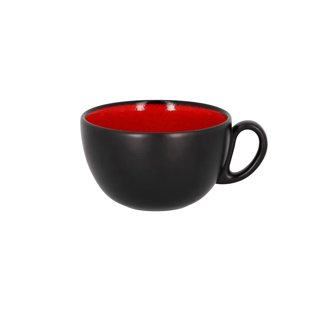 RAK Porcelain FR116C37RD Breakfast Cup 12.5 oz 4.35" Red Porcelain Non-Stack O/MW/DW Safe - 12/Case