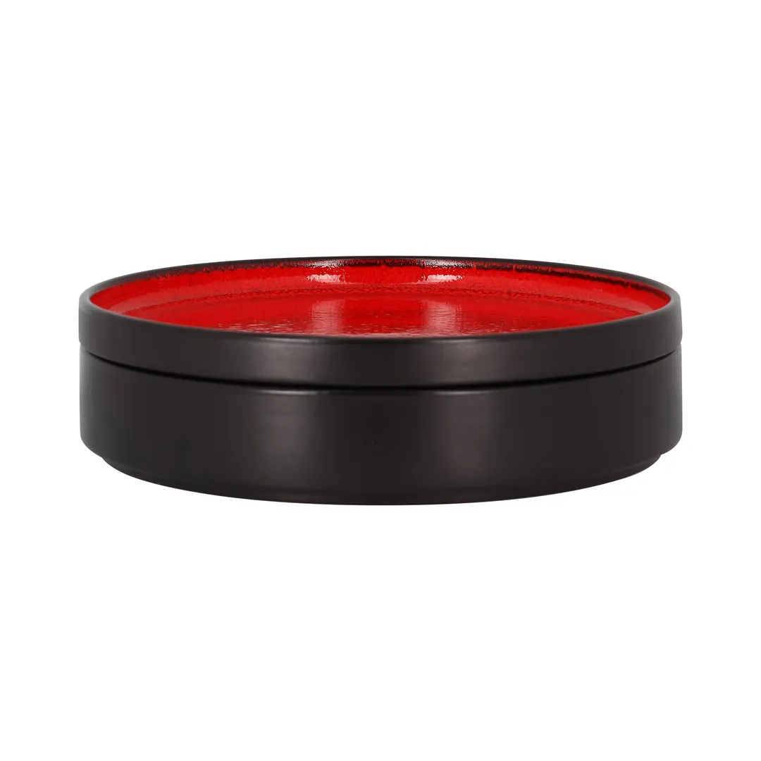 RAK Porcelain FRNOLD23RD Fire Plate Lid, 9.05" Round Rimless Porcelain, Red, Safe - 6/Case