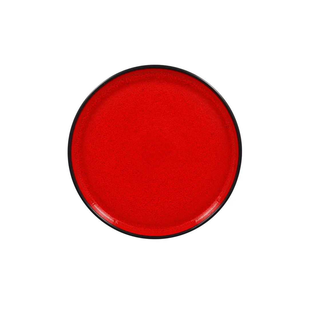 RAK Porcelain FRNOLD23RD Fire Plate Lid, 9.05" Round Rimless Porcelain, Red, Safe - 6/Case
