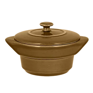 RAK Porcelain GNCFRD09CA Mini Cocotte, 3.8 Oz 3.35" Dia., Caramel Oven/Freezer Safe - 1/Case