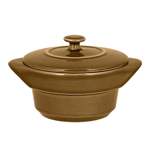 RAK Porcelain GNCFRD10CA Cocotte, 3.95" Round Bowl with Handles & Lid, 7.3 oz Porcelain - 12/Case