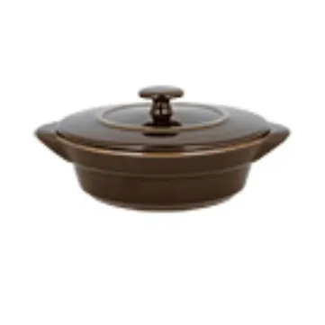 RAK Porcelain GNCFRD16CL Cocotte, 6" Bowl with Handles, Lid, 15.8 oz Clove Finish - 4/Case