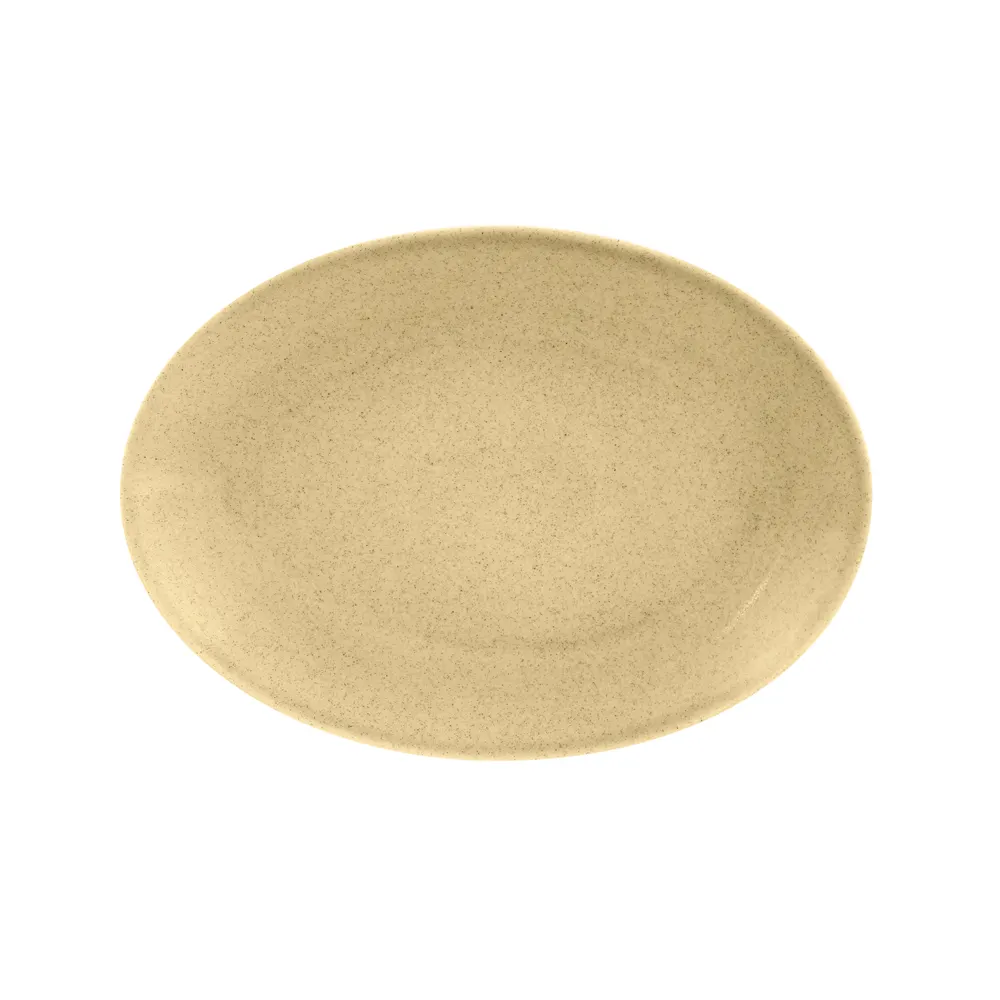 RAK Porcelain GNNNOP32CB Glossy Oval Platter, 12"5/8 x 9" Creme Porcelain, Dishwasher Safe - 6/Case