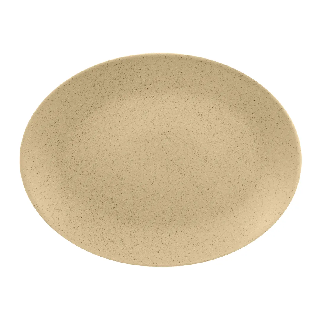 RAK Porcelain GNNNOP36AL Glossy Oval Platter, 14"-1/8 x 10"-5/8, Almond, Dishwasher Safe - 6/Case