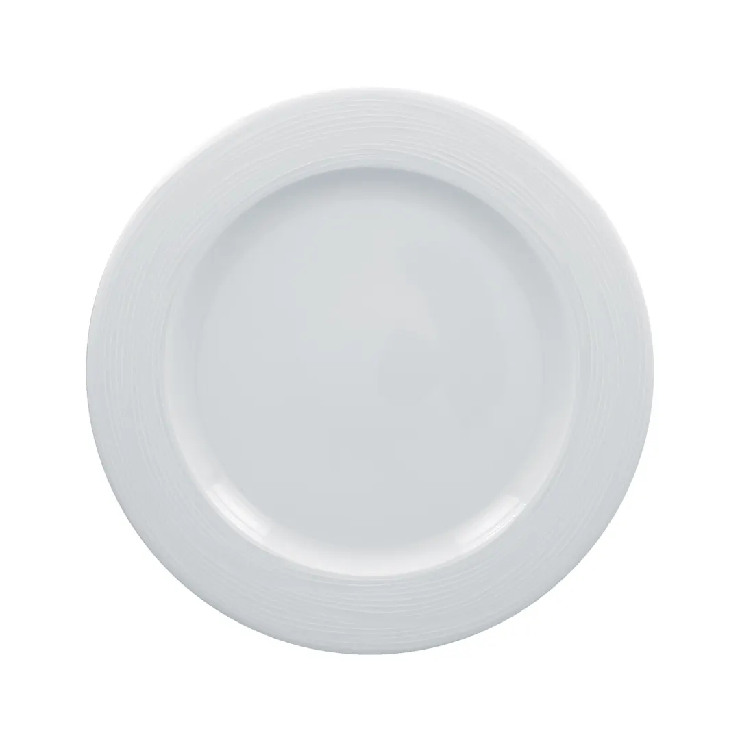 RAK Porcelain HMPASFP25 Helm Plate, 9-7/8" Round Flat Edge White Porcelain, Dishwasher Safe - 12/Case