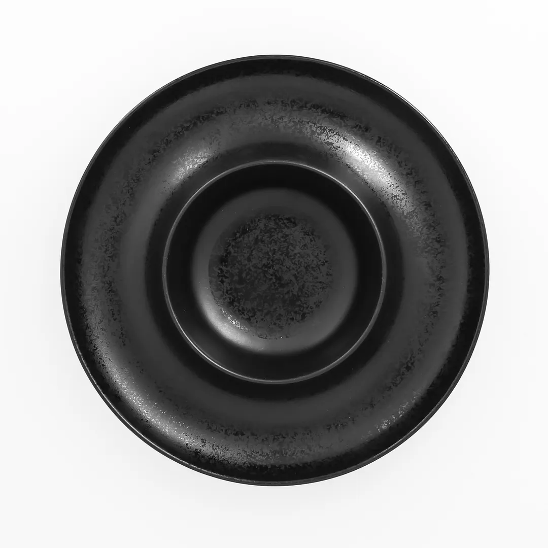RAK Porcelain KRARRP25 - 9.875" Round Ashore Plate, Black Porcelain, Hollow Center, Oven Safe - 6/Case