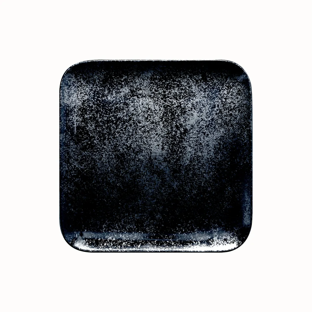 RAK Porcelain KRAUSP15 Square Karbon China Plate, 5.938" (5-15/16") Porcelain Black - 24/Case