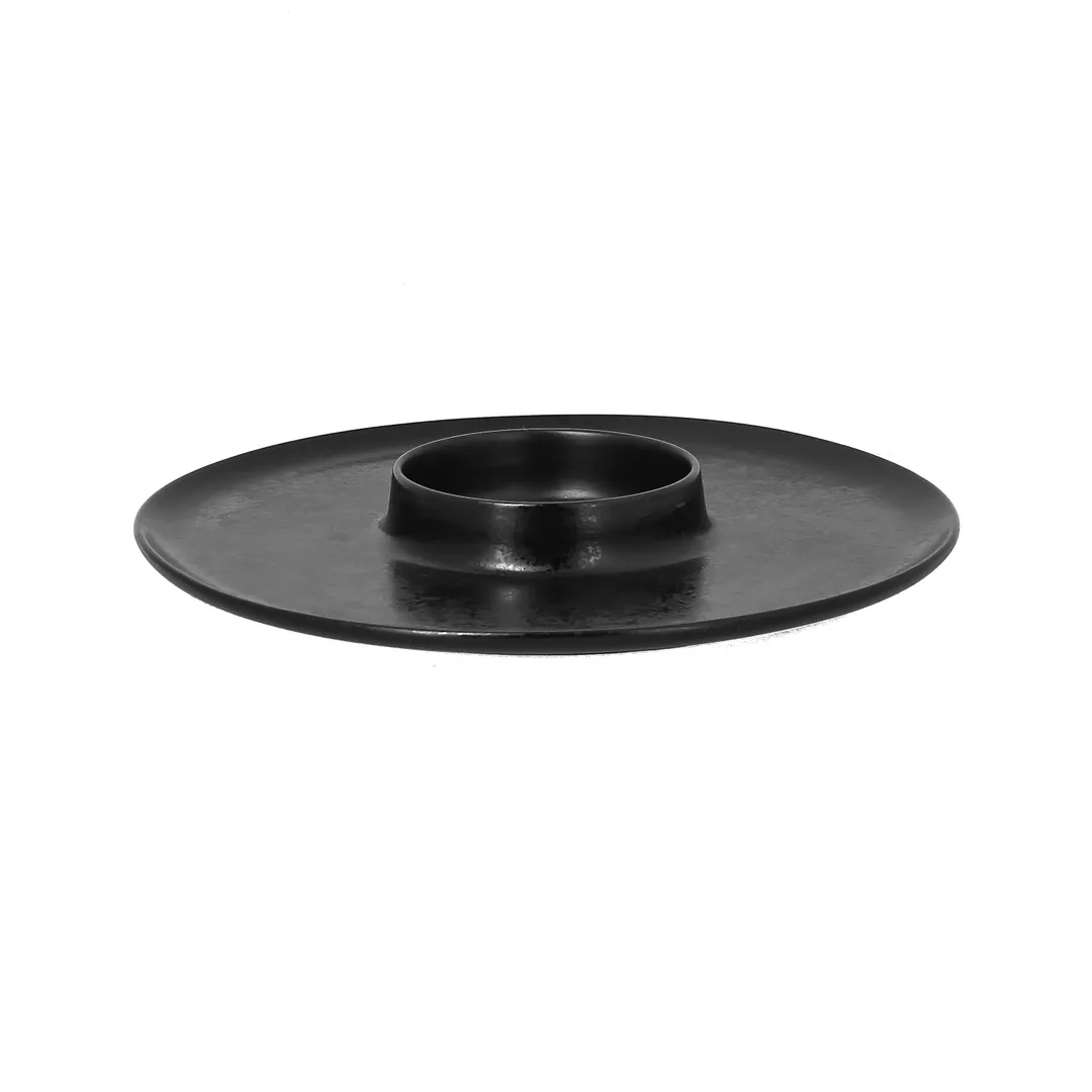 RAK Porcelain KRCHRPCS25 - 10.25" Black Porcelain Plate, Hollow Center, Oven/Microwave Safe - 6/Case