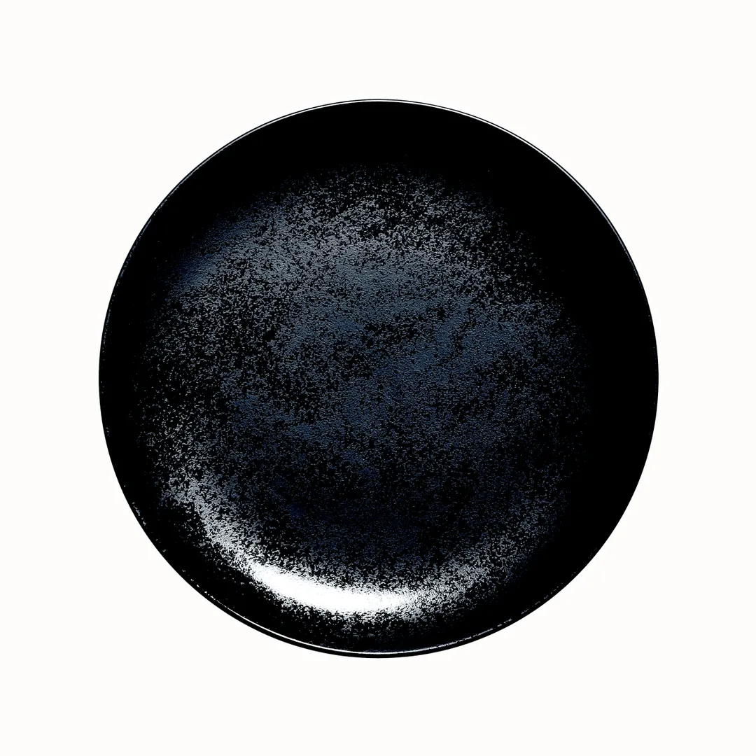 RAK Porcelain KRNNPR21 - 8¼" Round China Plate, Coupe Rim, Black Porcelain, Dishwasher Safe - 12/Case